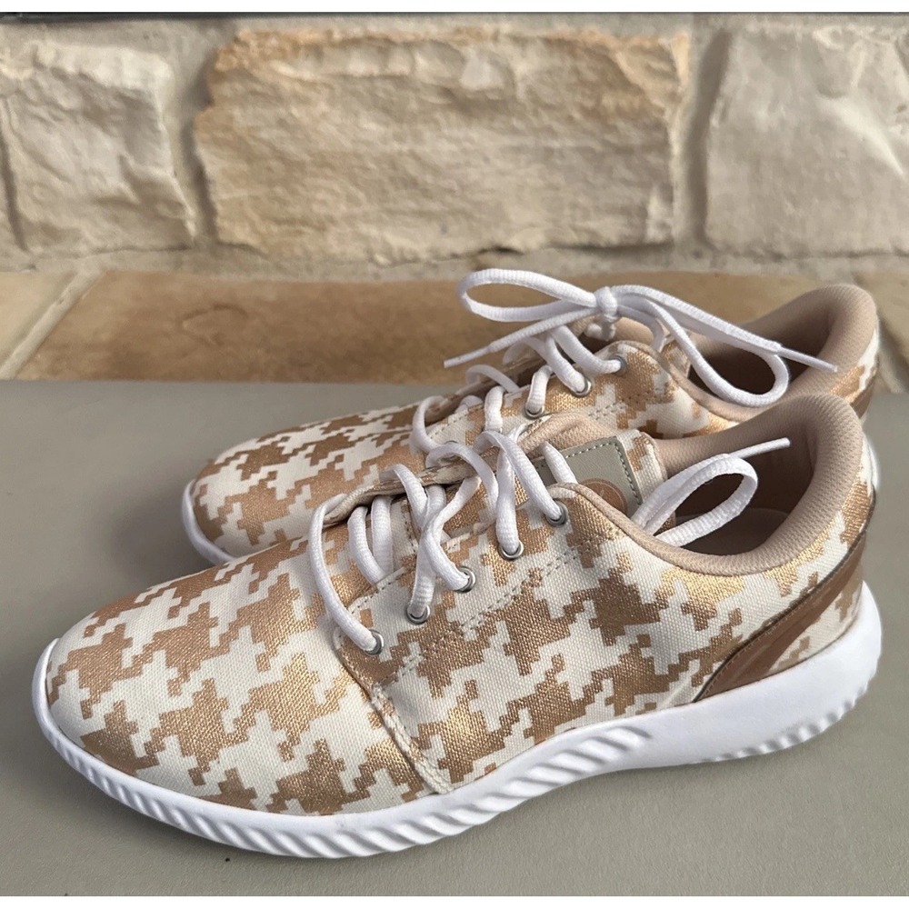 Inkkas Joggers Women's Sz 9 Athletic Sneakers Copper Metallic Houndstooth Shoes - Picture 3 of 12